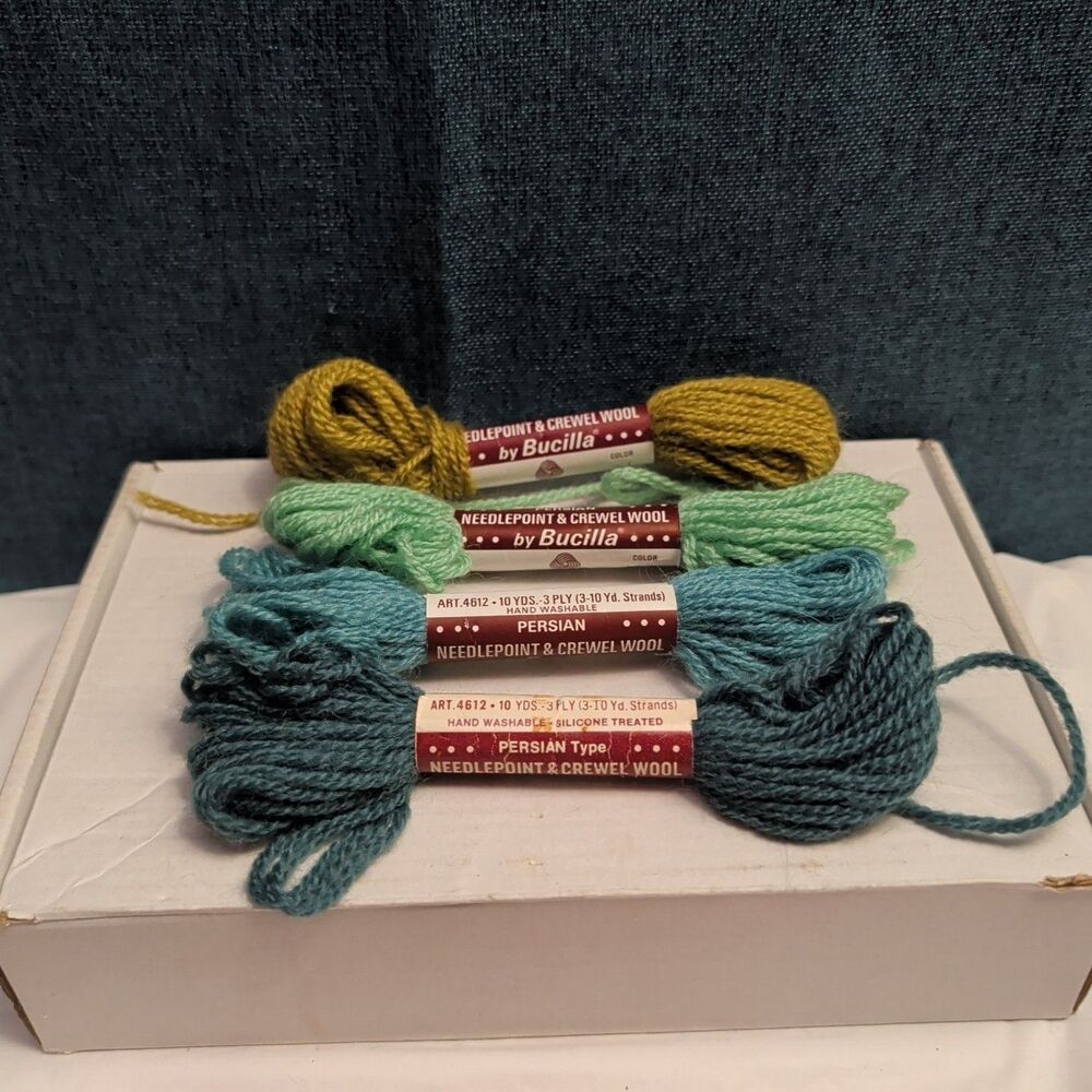 Bucilla Persian Wool Yarn 4 Skeins 3-Ply Needlepoint Crewel Misc Colors